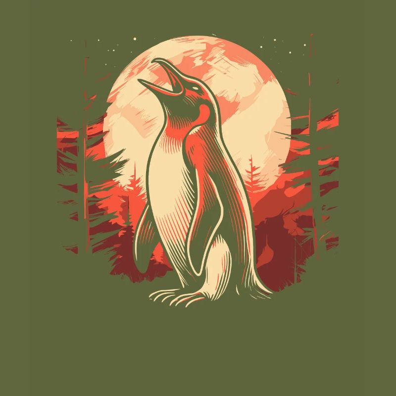 Pinguin Moon Howling