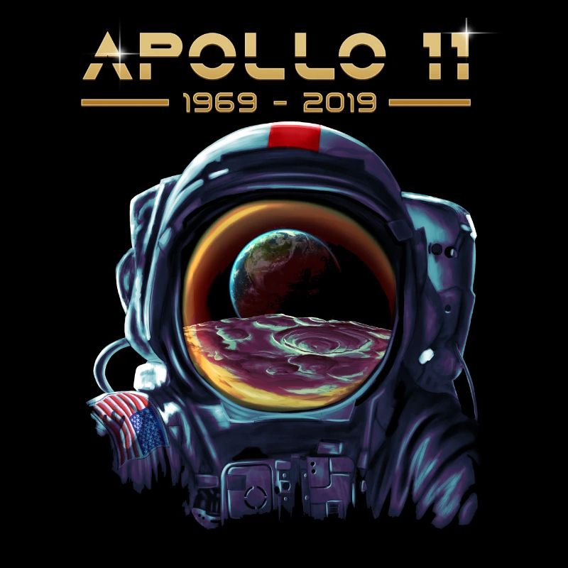 Apollo 11 Astronaut with Earth Reflection Moon