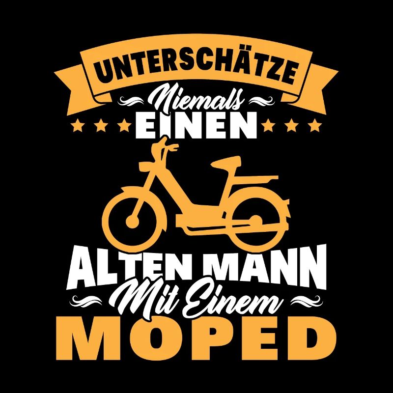 Alten mann mit einem Moped