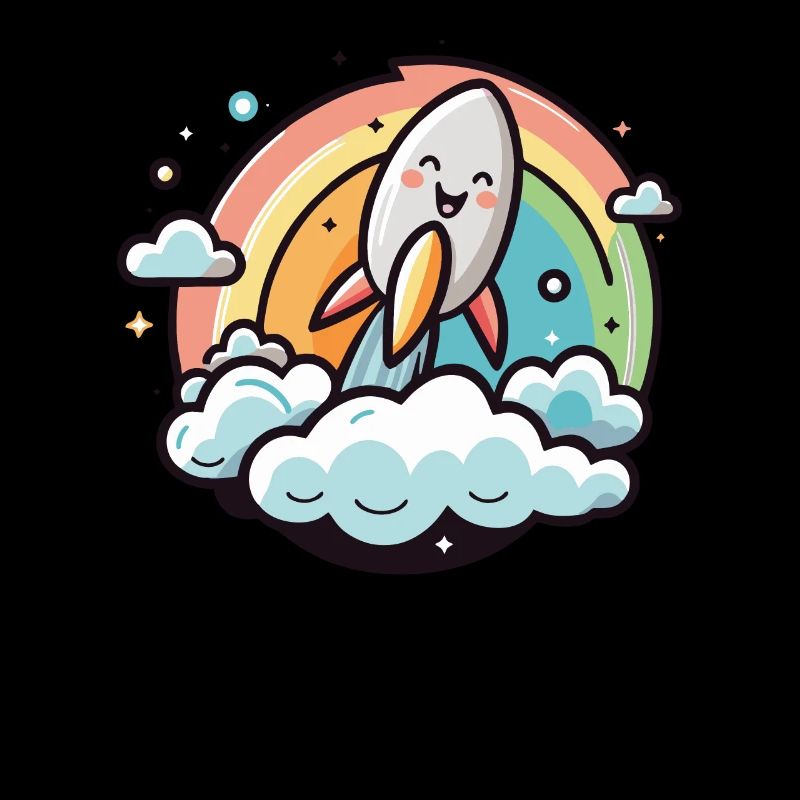 Fröhliche Rakete mit Regenbogen