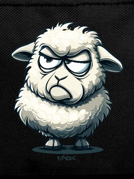 An annoyed cartoon sheep