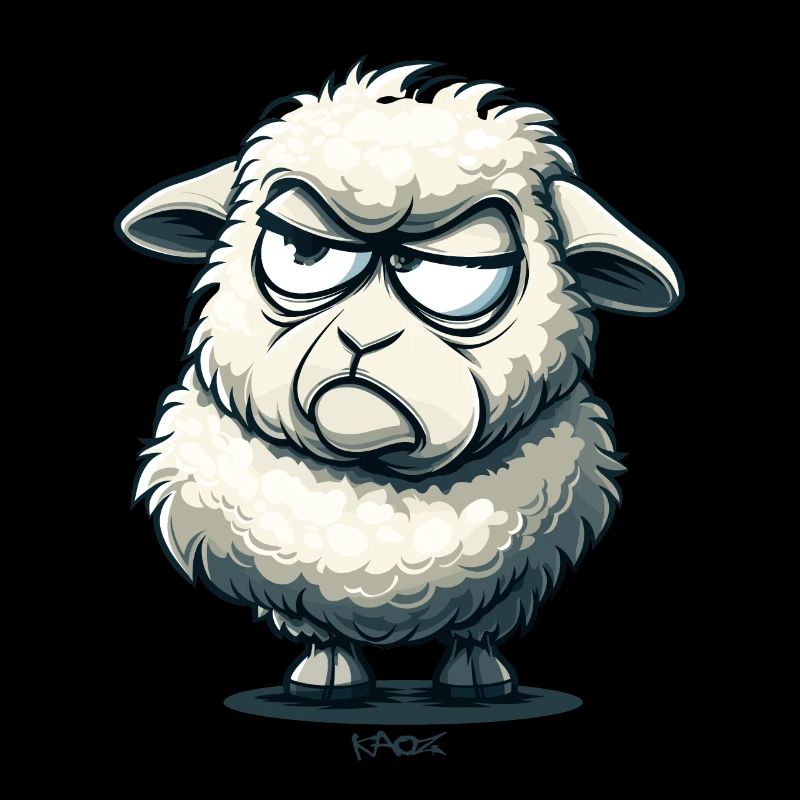 Ein genervtes Cartoon-Schaf