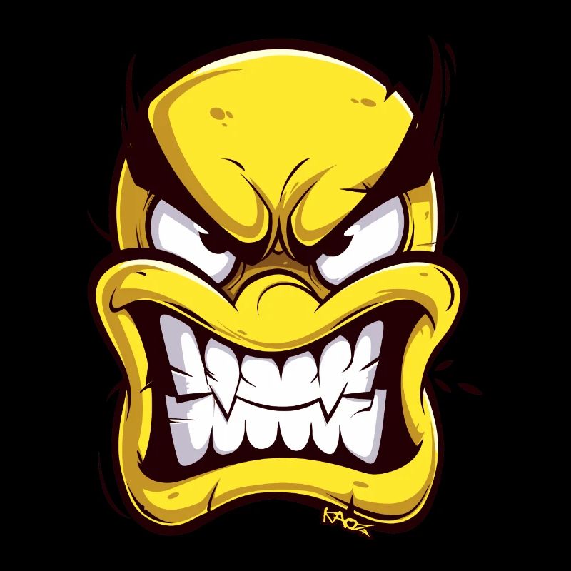 Visage de dessin animé en colère
