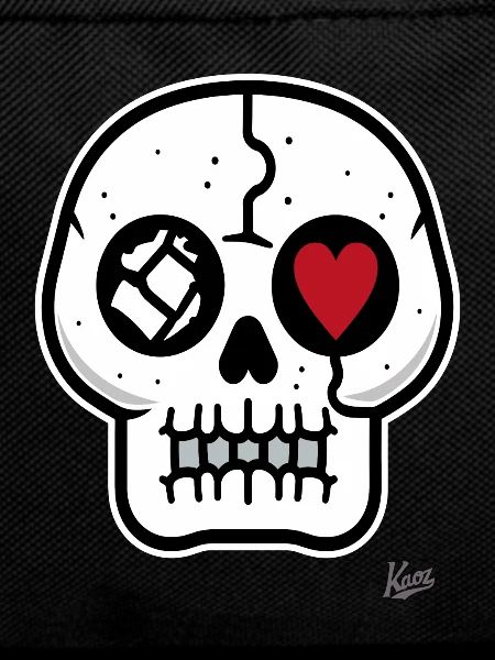 cool skull with heart