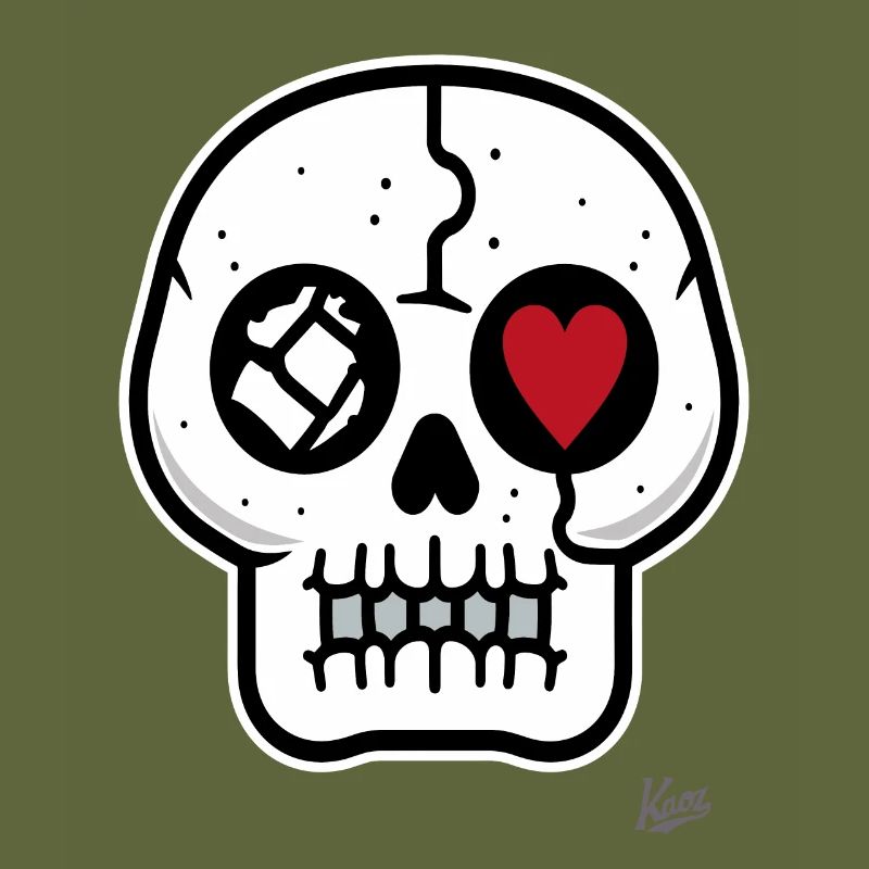 cool skull with heart