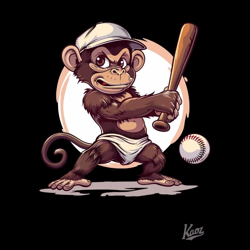 Baseball Player with Bat: Baby Monkey