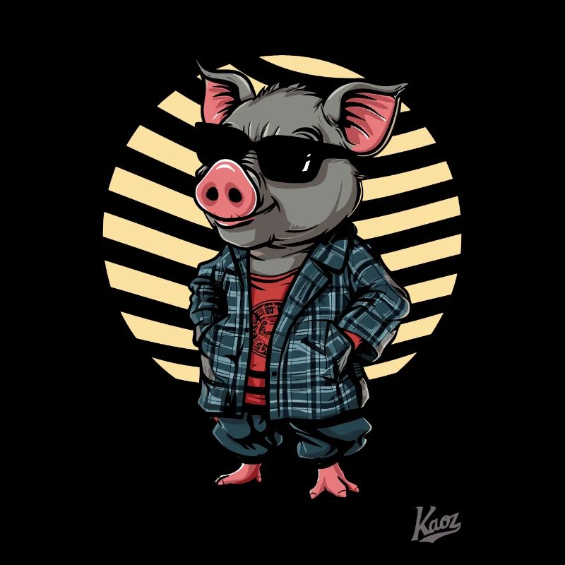 Style bûcheron en chemise de flanelle, cochon de mode