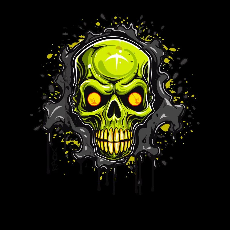 Laughing, green dripping skull