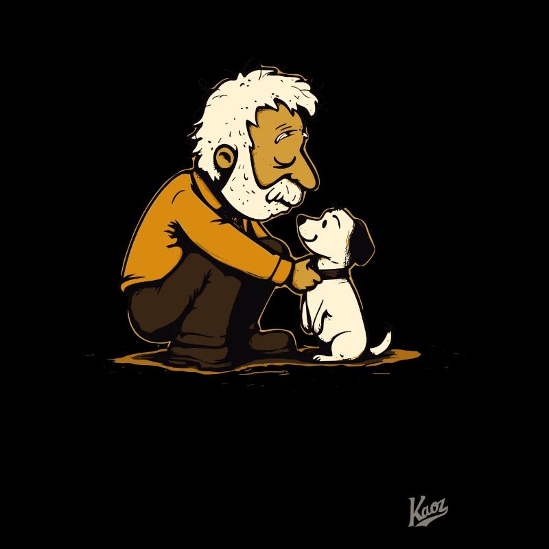 Old man with cute dog