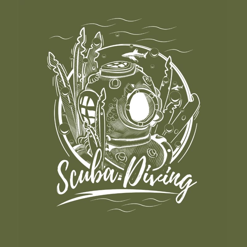 Diving Helmet Drawing - Diving, Shark