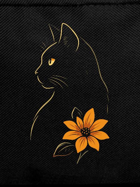 Chat Dessiné Fleur