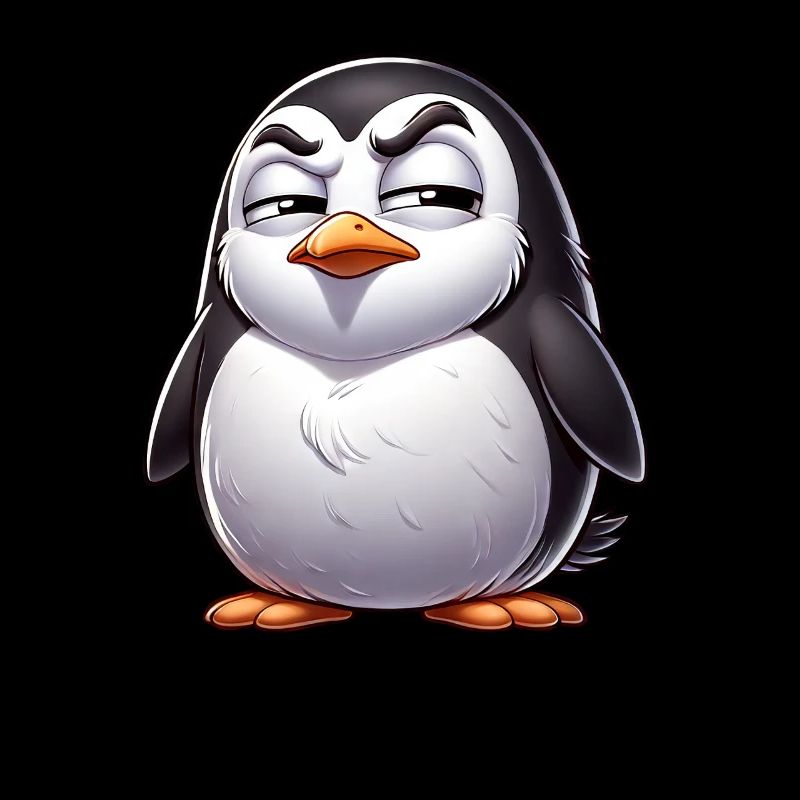 Skeptical Naughty Penguin Cartoon