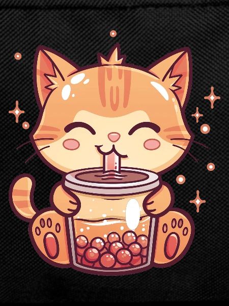 Cat drinks bubble tea