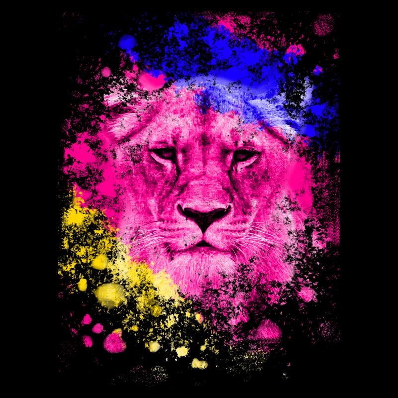 Löwe Kunst Farbenfroh Köwenkopf Geschenk