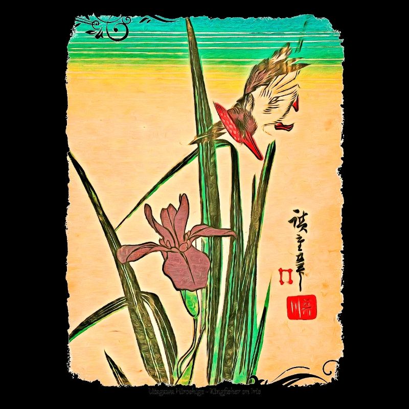 Utagawa Hiroshige Kingfisher sur Iris