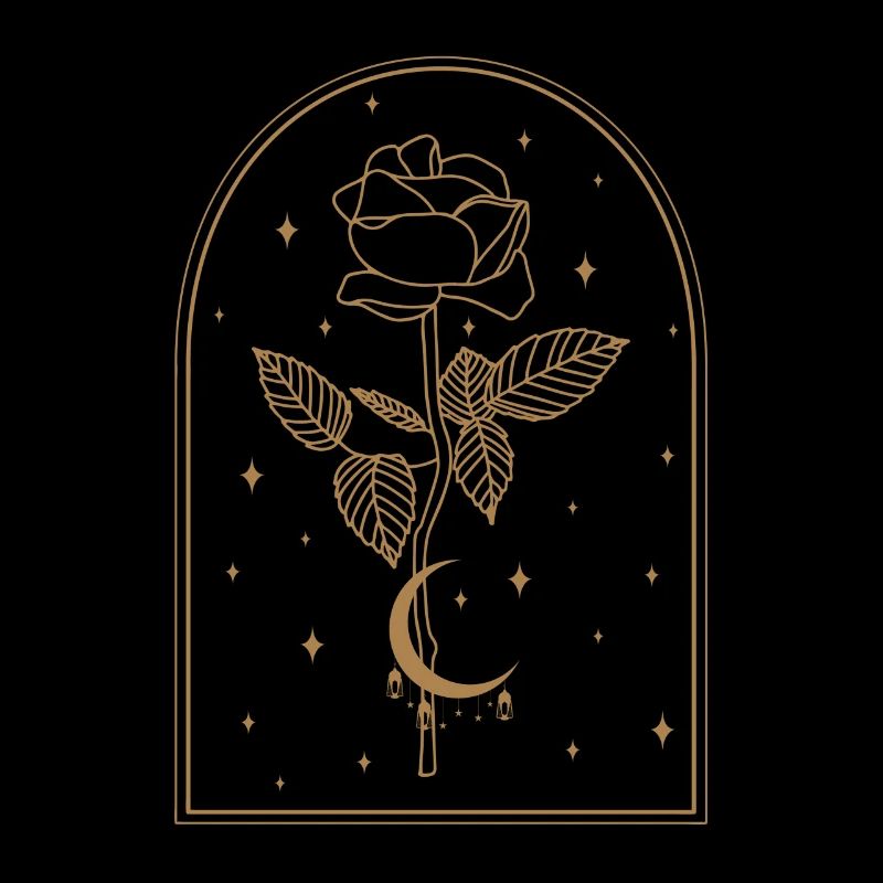 Crescent Moon Rose Occult Witchcraft Wicca