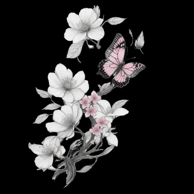 Papillon avec fleur