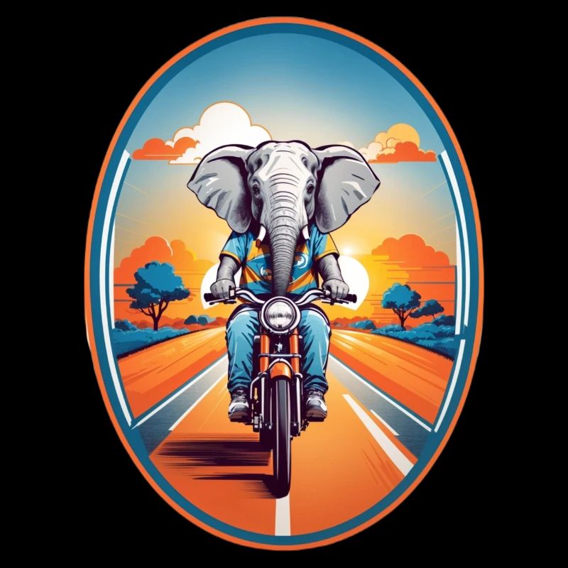 Elefant auf Motorrad