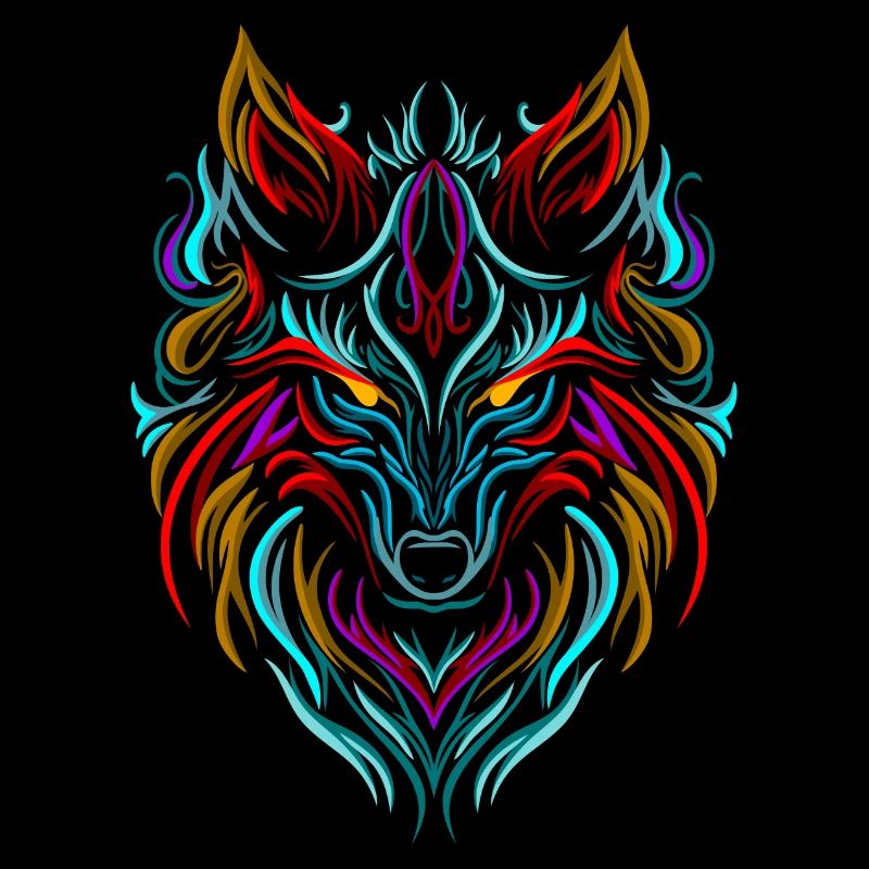 Tatouage de loup coloré