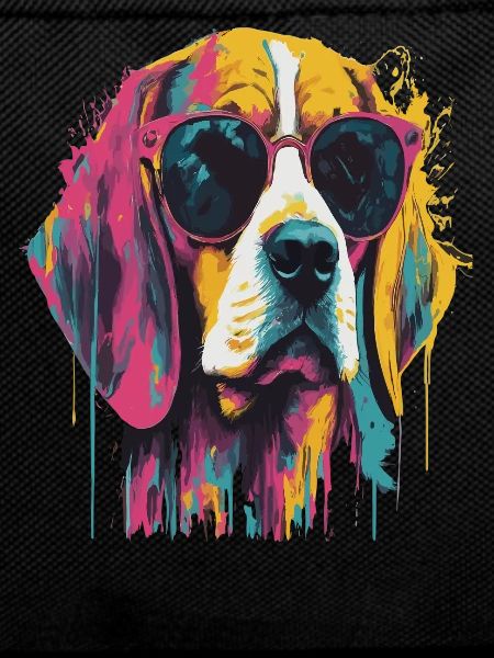 Bunter Hund mit Sonnenbrille