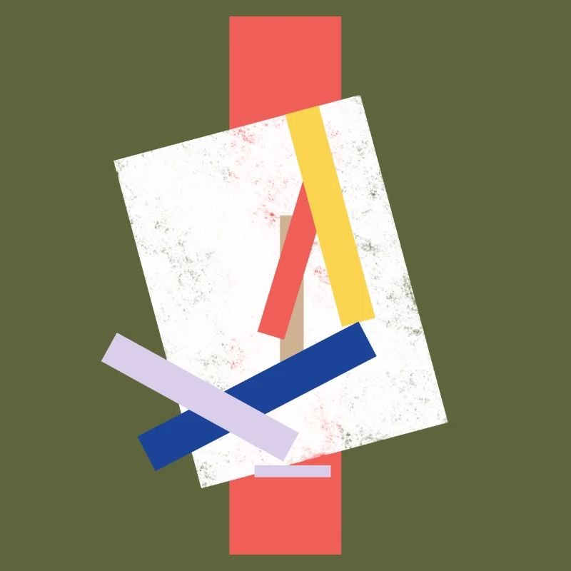 Abstract color block pattern distorted face