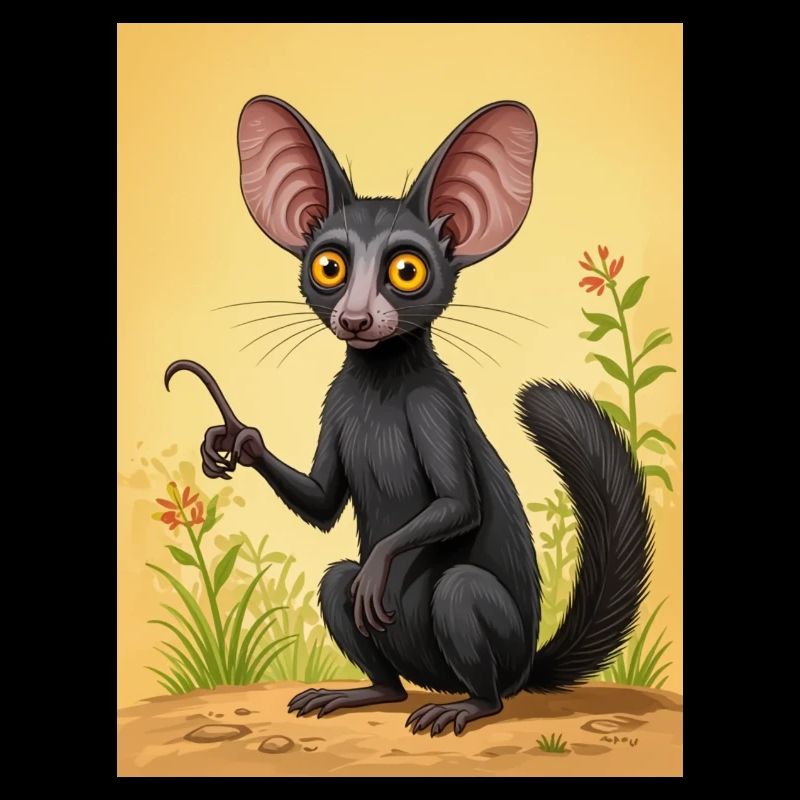 Aye-Aye Farceur nocturne de Madagascar, large e
