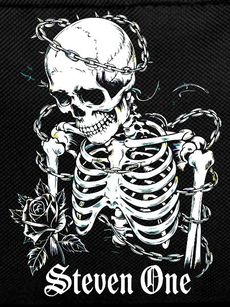 Skeleton with chain and flower