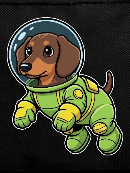 Dachshund Dog Astronaut Green Space