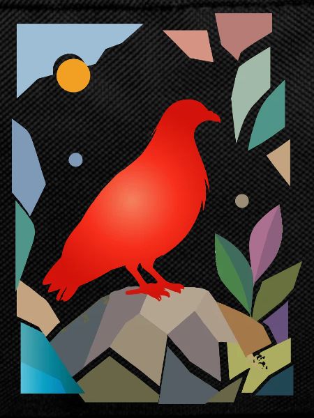 Red Dove on Stone Bird Design
