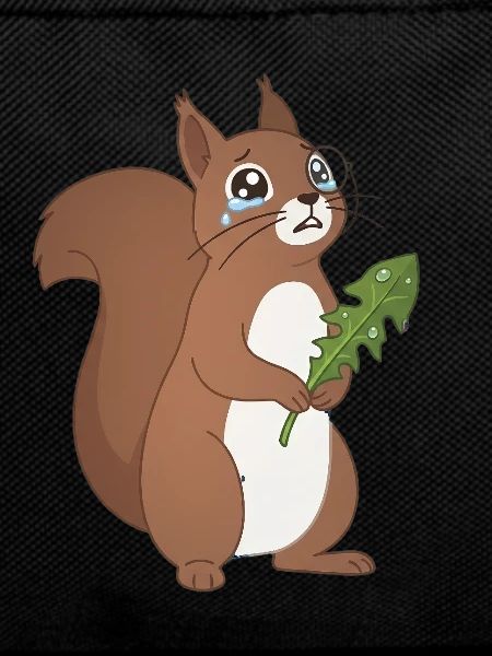 Eichhörnchen, das mit Blättern weint