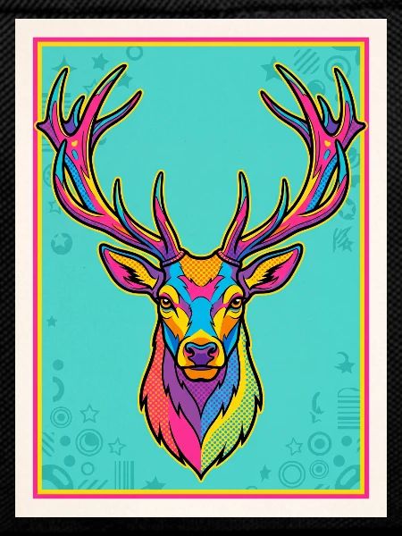 Hirsch Neon Pop-Art Kopf