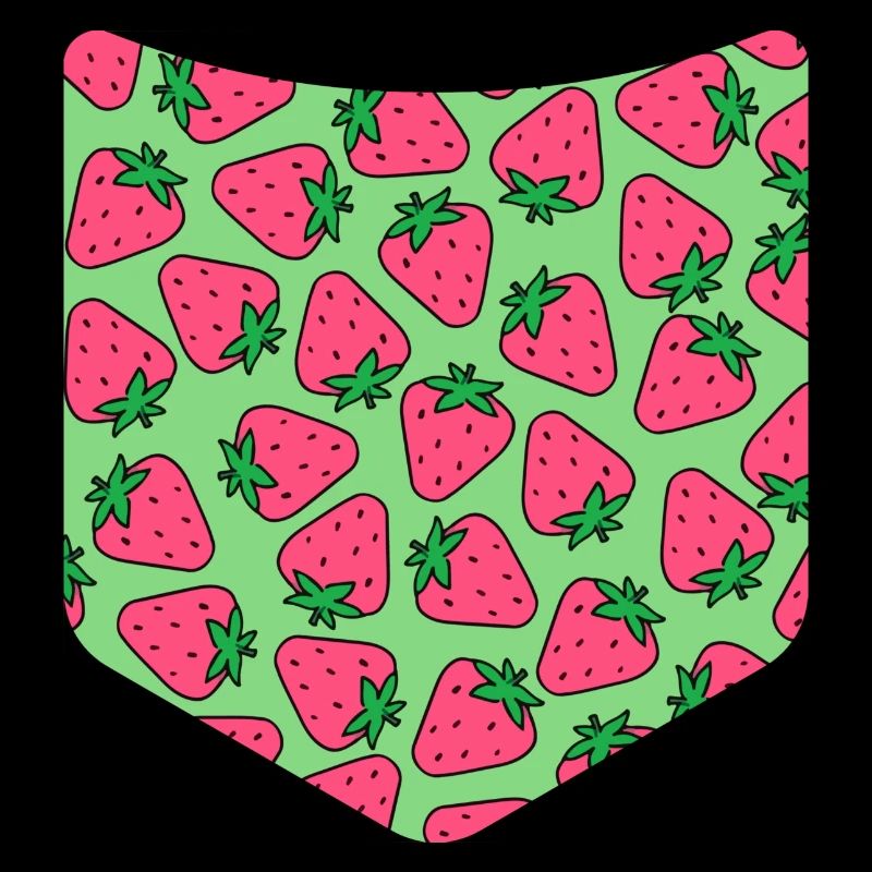 Strawberries Pattern Summer Fruit Breast Pocket Strawberry