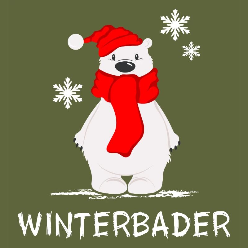 Eisbader Winterbader Eisbär mit Pudelmütze