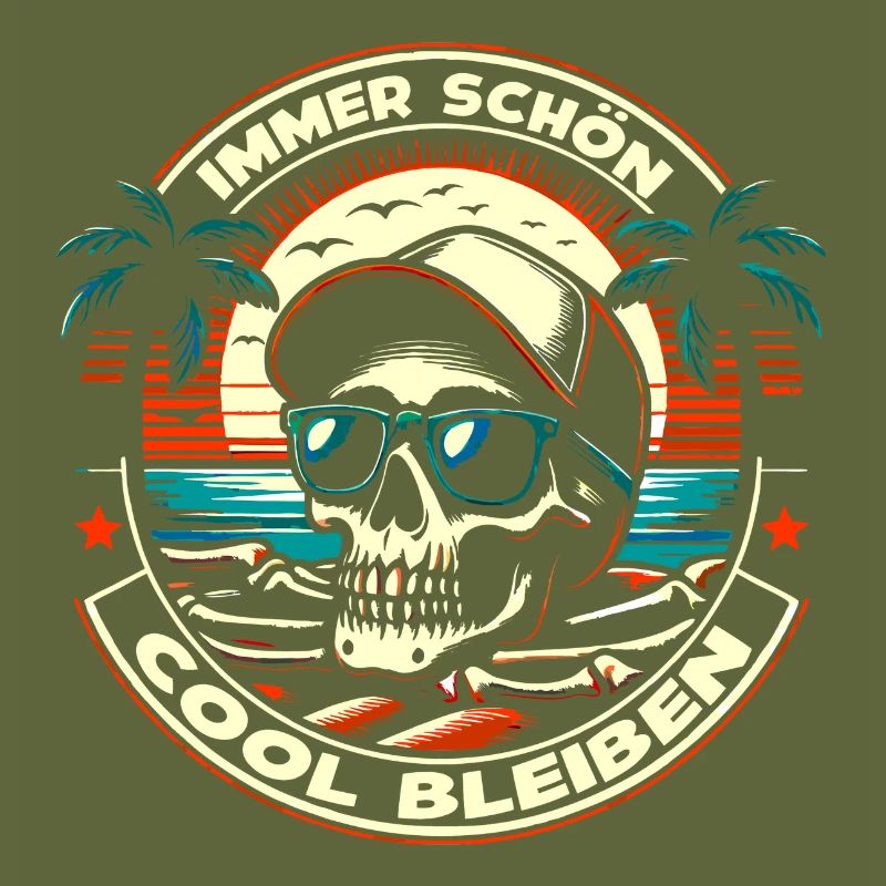 Skull mit Basecap Sonnenbrille am Strand