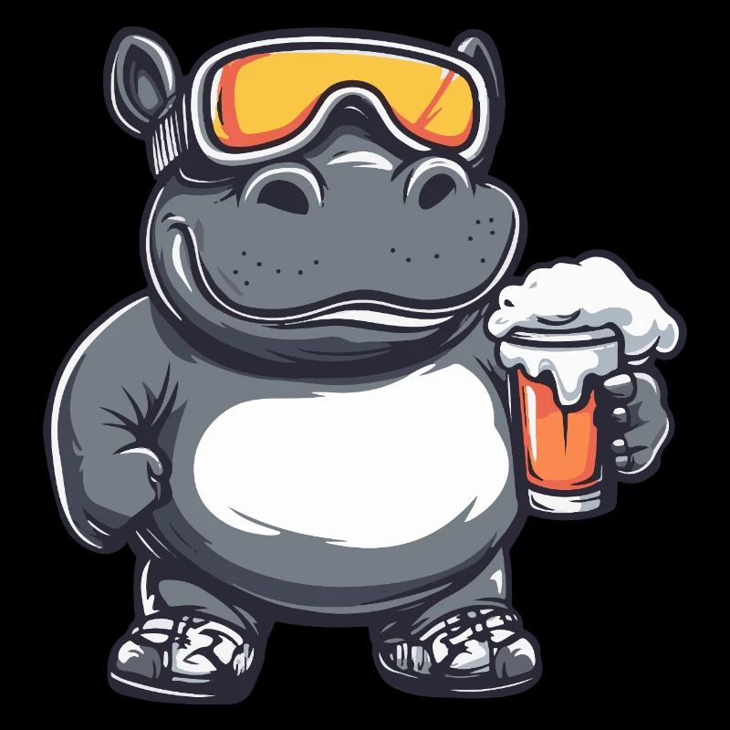 Nilpferd Apres Ski Bier Comic