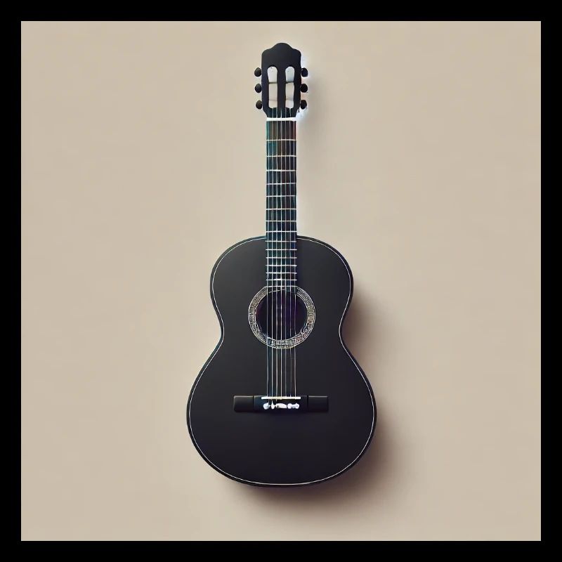 Black guitar with minimalist design