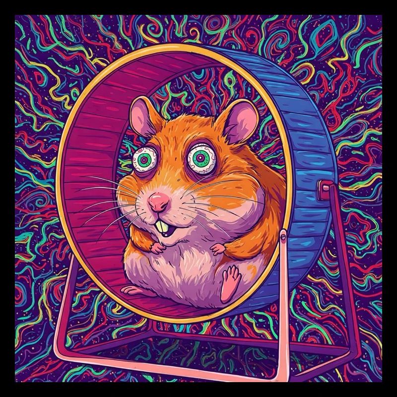 Funny Hamster in the Hamster Wheel - Comic Vibes