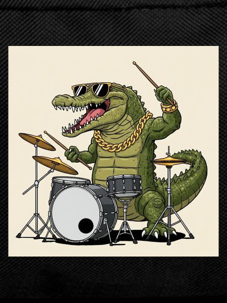 Cool crocodile with drums