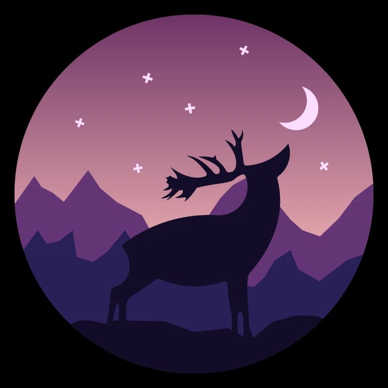 Deer at night / night light on a mountain