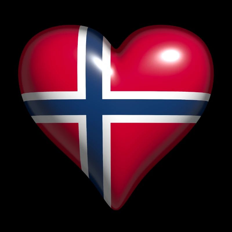 Norway shiny heart red white blue flag