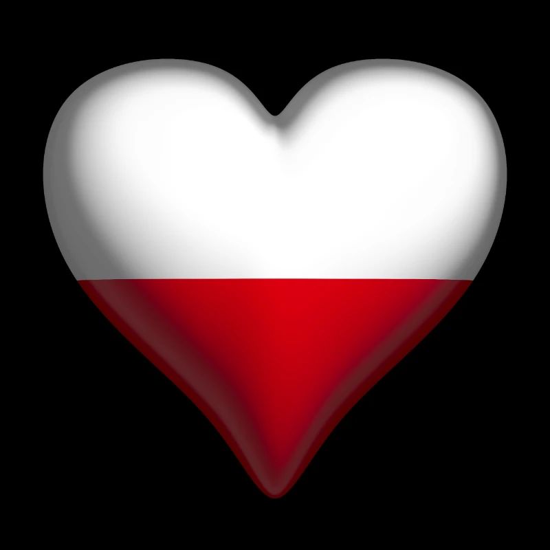 Poland shiny heart white red