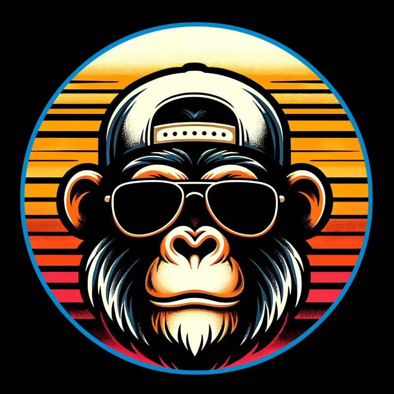Cooler Schimpanse mit Sonnenbrille und Basecap