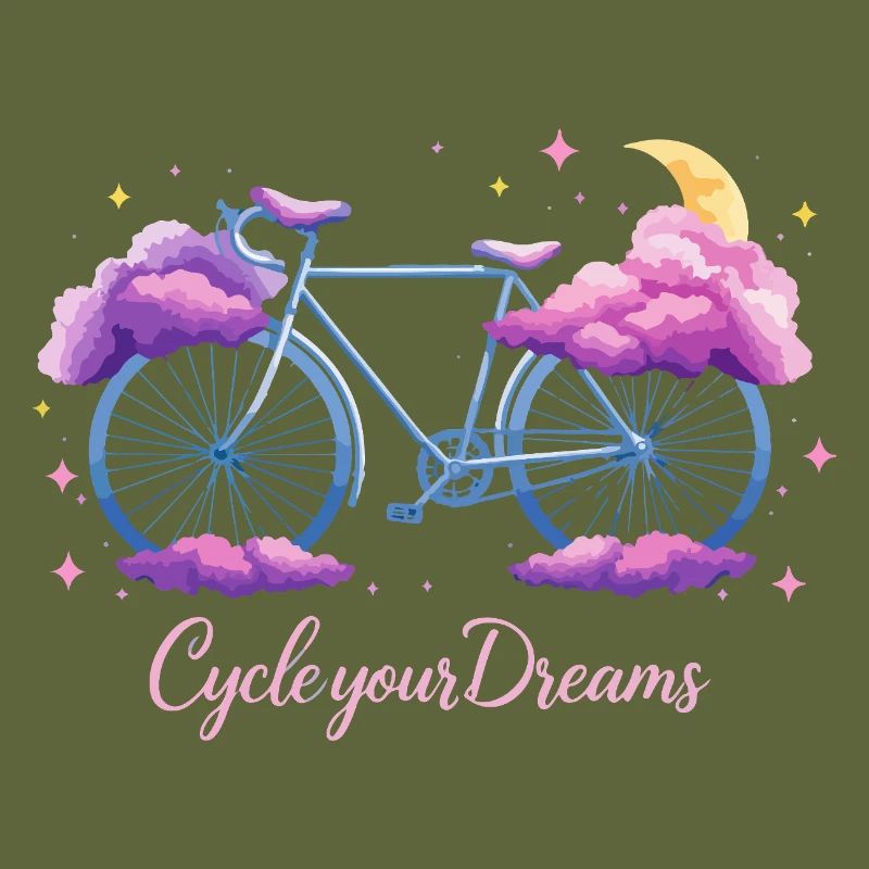 Conception de vélo nuage « Cycle Your Dreams » avec lune