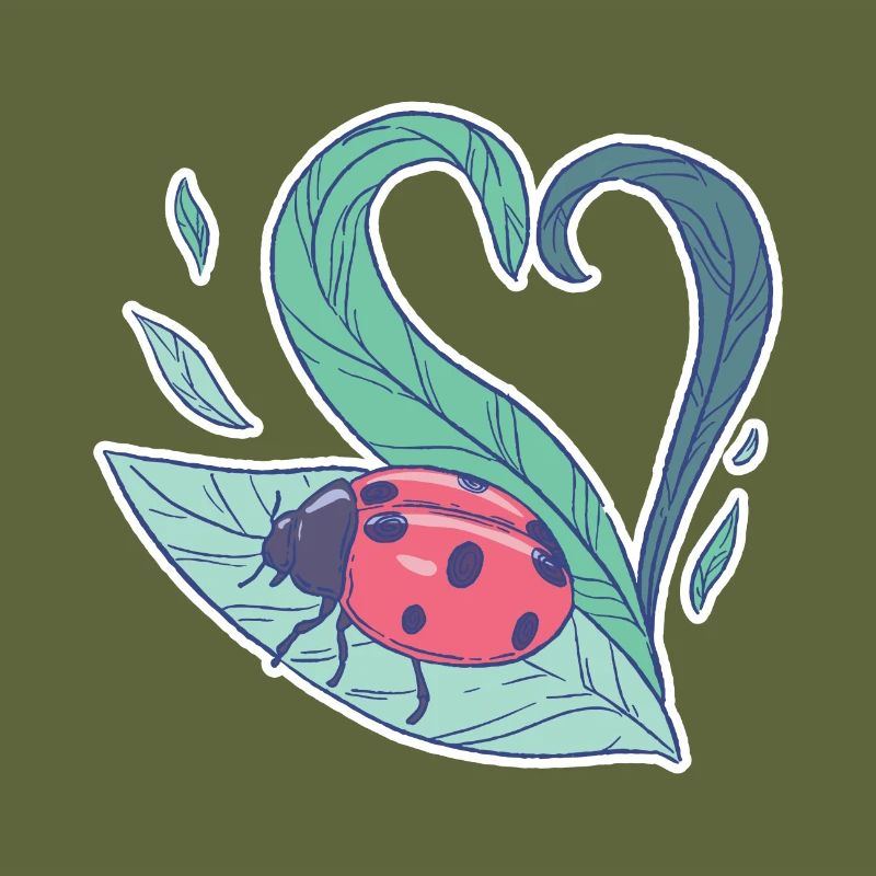 Cute ladybug on leaf