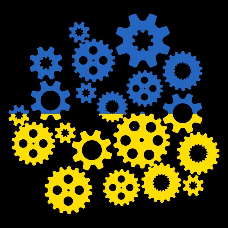 Ukraine Flag Gears Ukrainian Flag