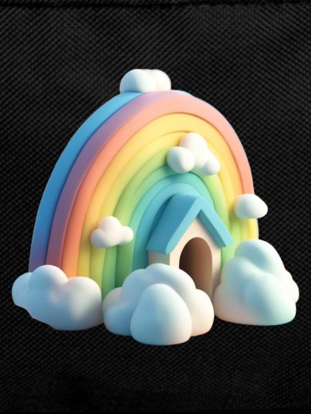 Rainbow with house