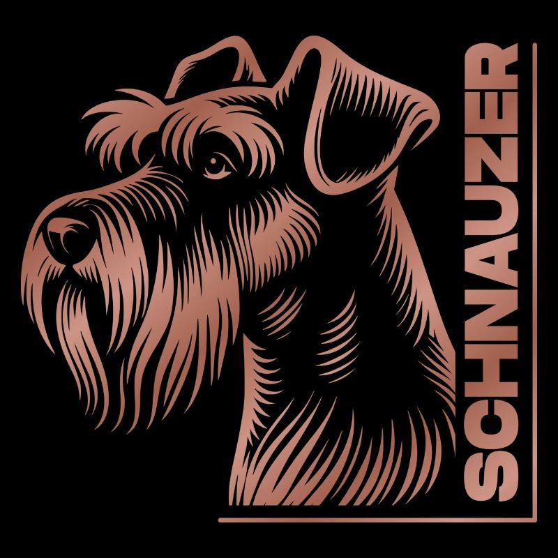 Schnauzer Portrait Drawing Head Rose Gold