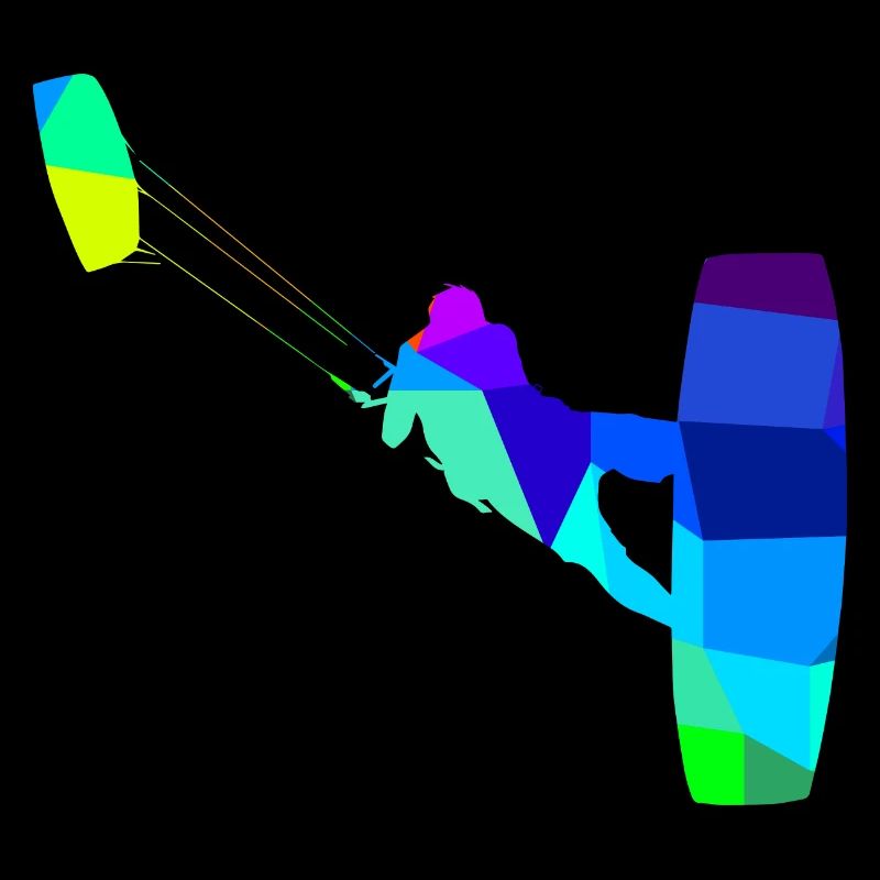 Kite Surf Arc-en-ciel Couleurs Polygone Sport