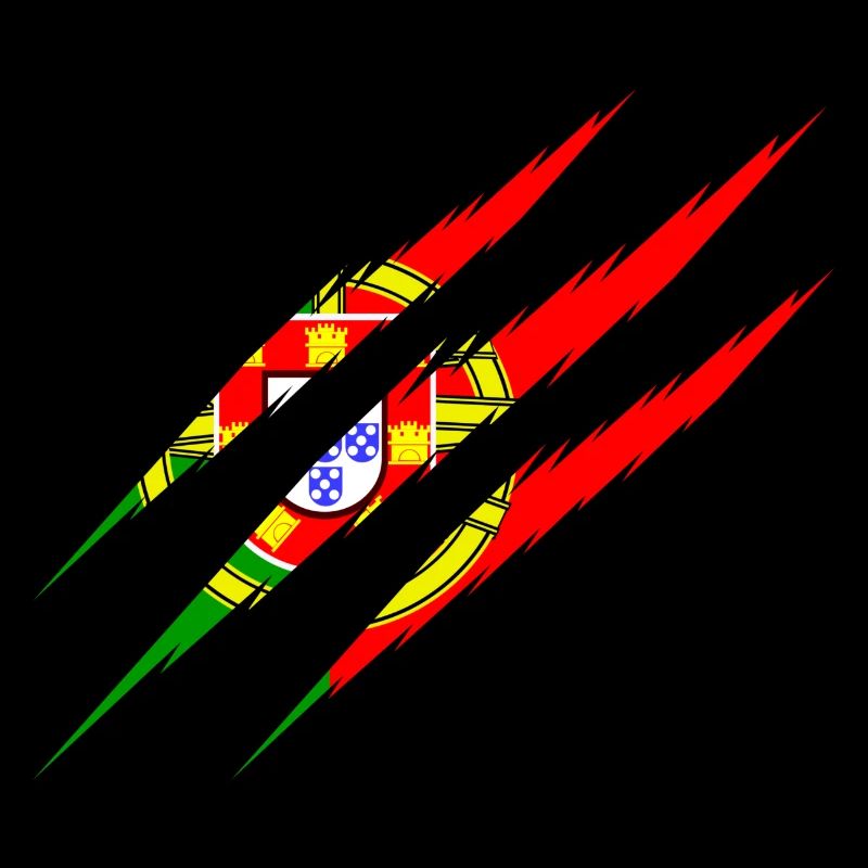 Drapeau du Portugal griffes griffes coupées rayures