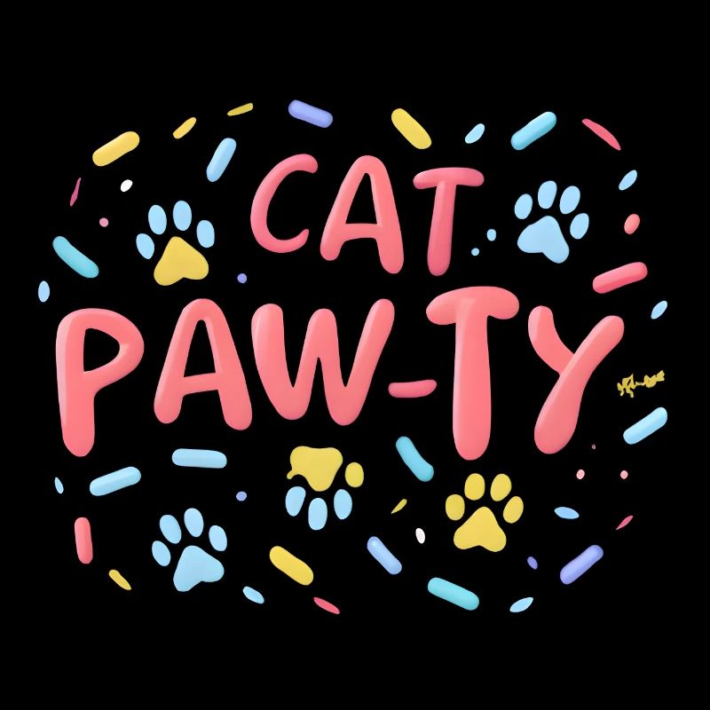 Cat Pawty - Conception de fête de chat avec pattes de chat